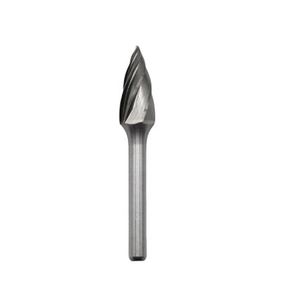 G hình dạng Carbide Burr 10mm * 20mm Pointed Tree Carbide Burr trên 6mm Shank Aluminum Cut