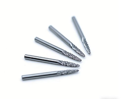 Solid Carbide Rotary Burr SF-43, đường kính 1/8 inch, hình cây với đầu nhọn, cắt đôi cho thép